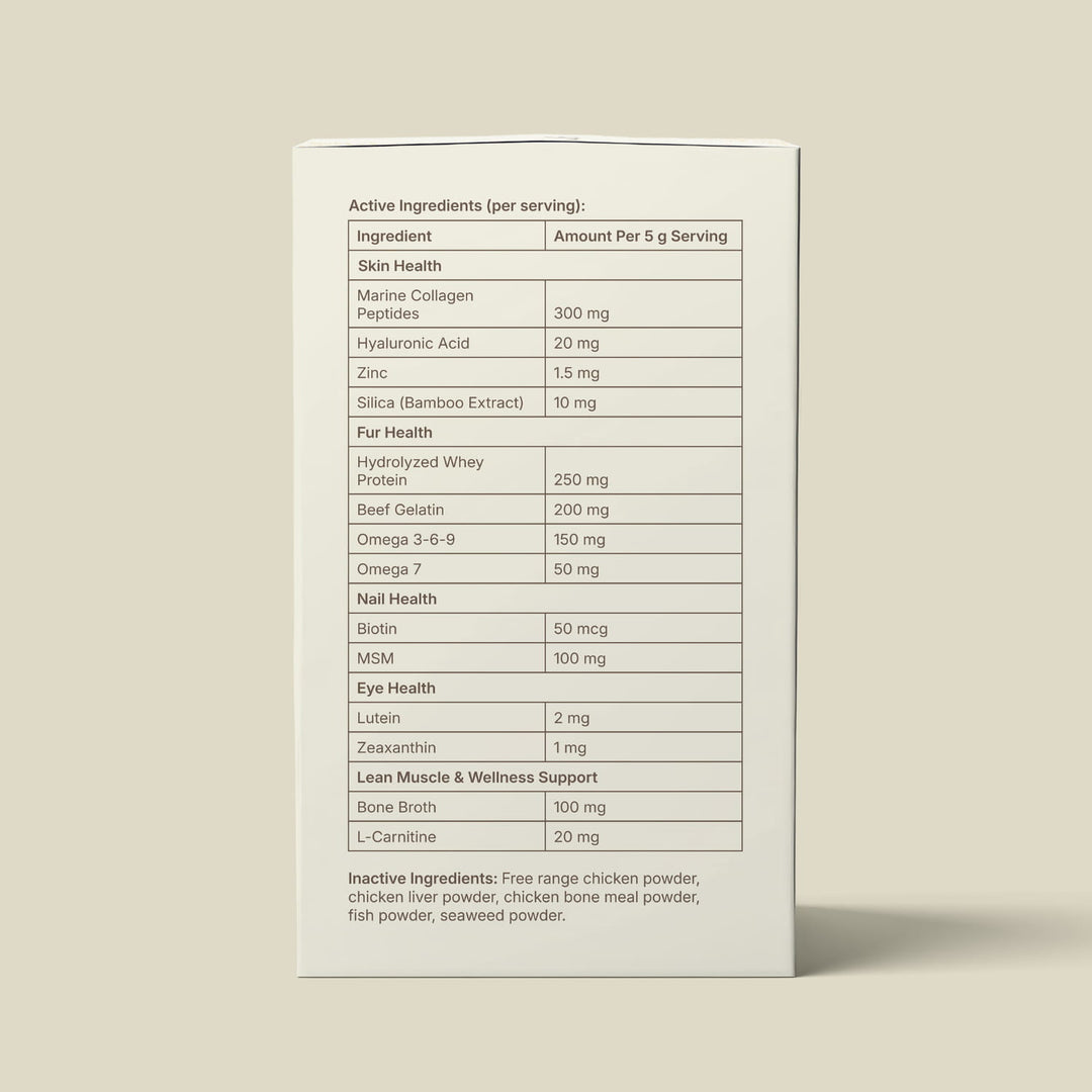 supplement label of pet gala clearly listing all ingredients active and inactive