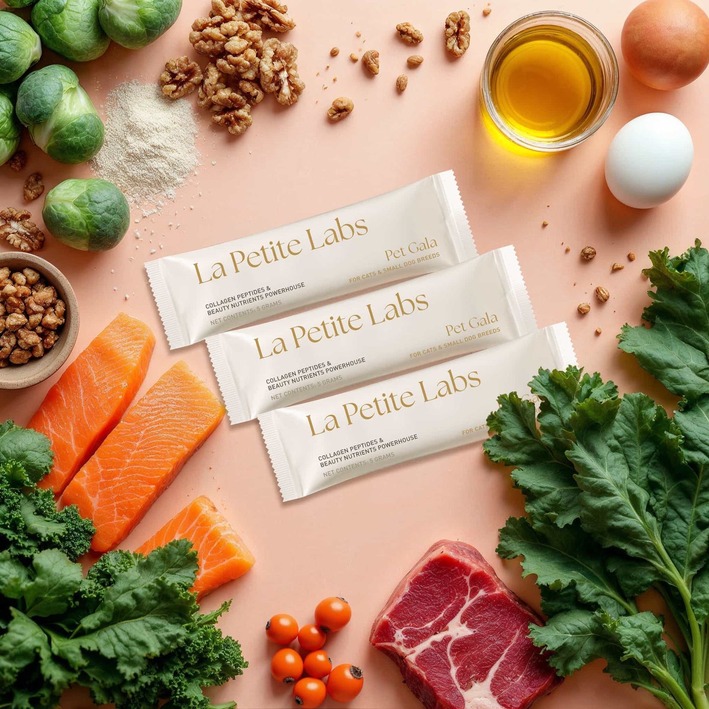 flat lay ingredients pet gala visualiser